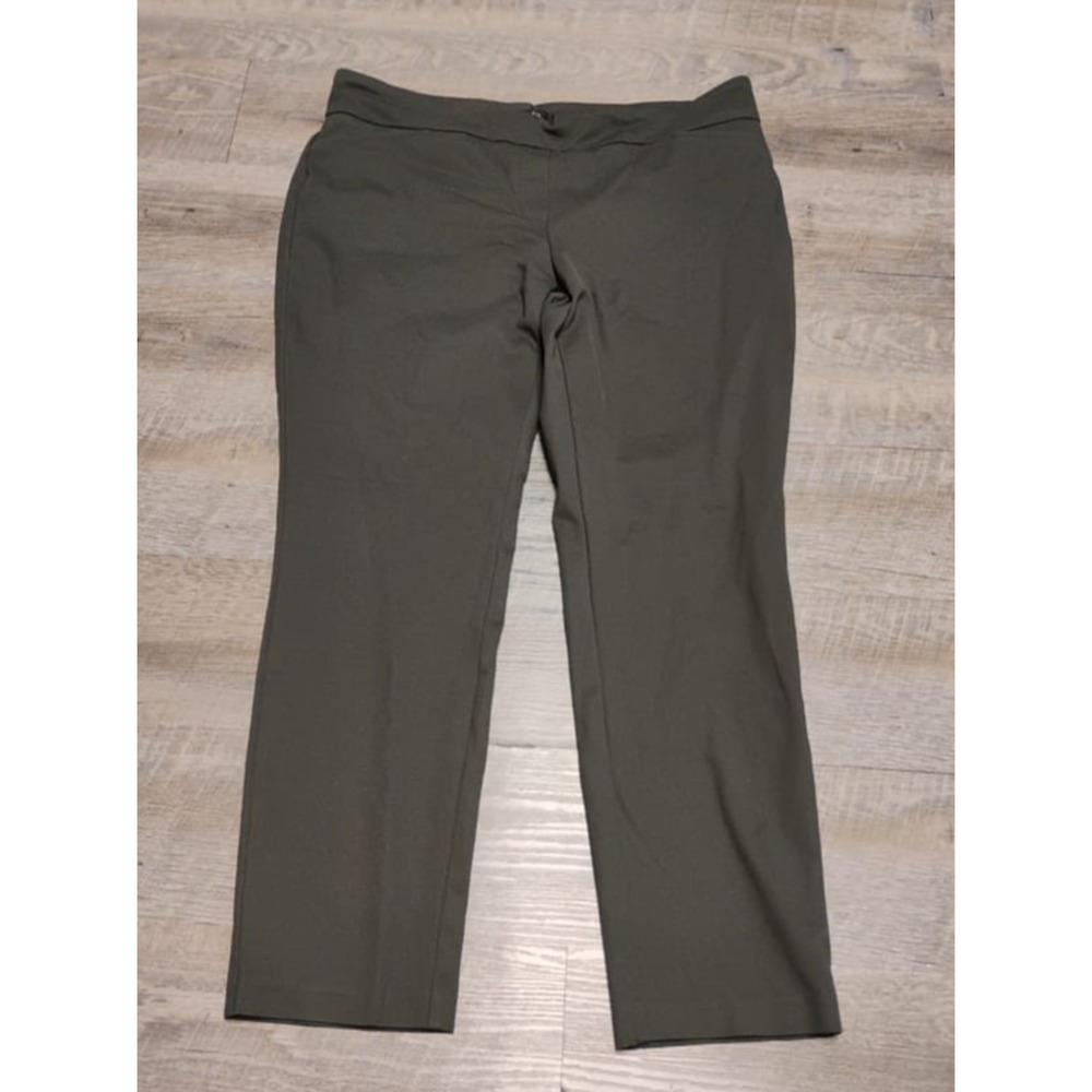 Dalia Pull On Ponte Pants Womens XL Built-in Tummy Control Panel Olive Stretch